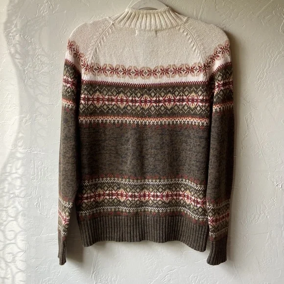 Vintage Tiara ramie cotton blend zip-per cardigan Fair Isle icelandic nordic M - Picture 7 of 11